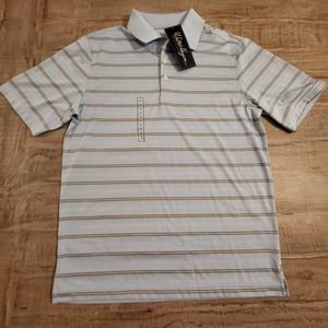 Walter Hagen Essentials Mens Small Blue Striped Dri-fit Polo Shirt Golf NWT